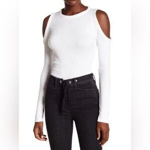 rag & bone Slash Cold Shoulder Winter White Long Sleeve Top Size S